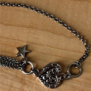 Cookie Lee charm necklace/ silver tone/ includes heart, wishbone, star/ …